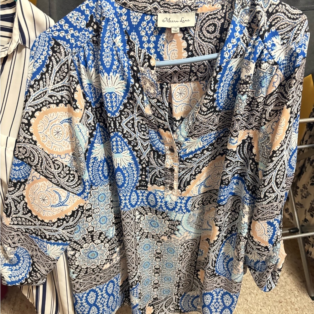 Nina Leonard Multicolor Paisley Blouse